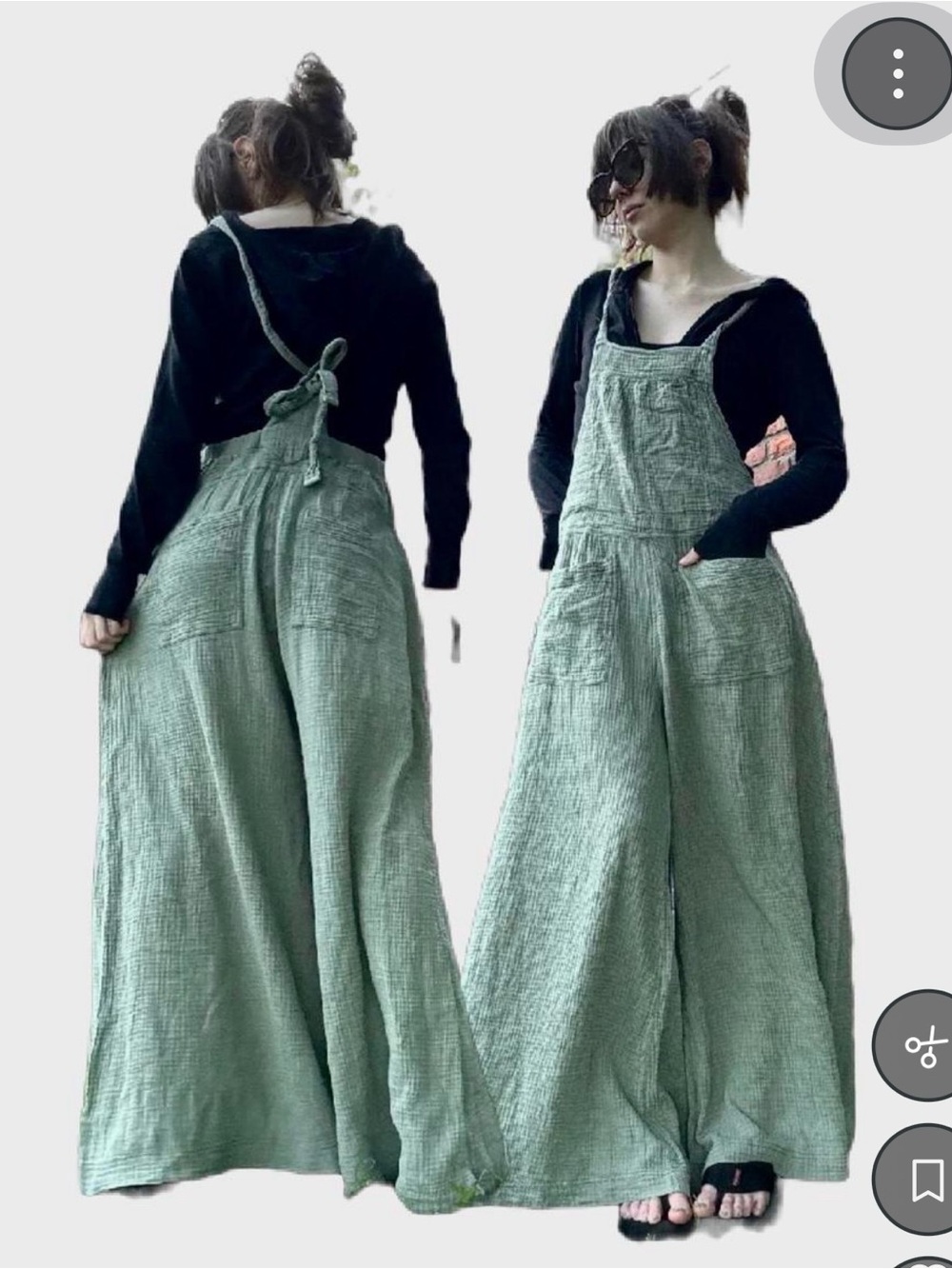 Free People—-oversized Light Gray Wide-Leg Linen Jumpsuit